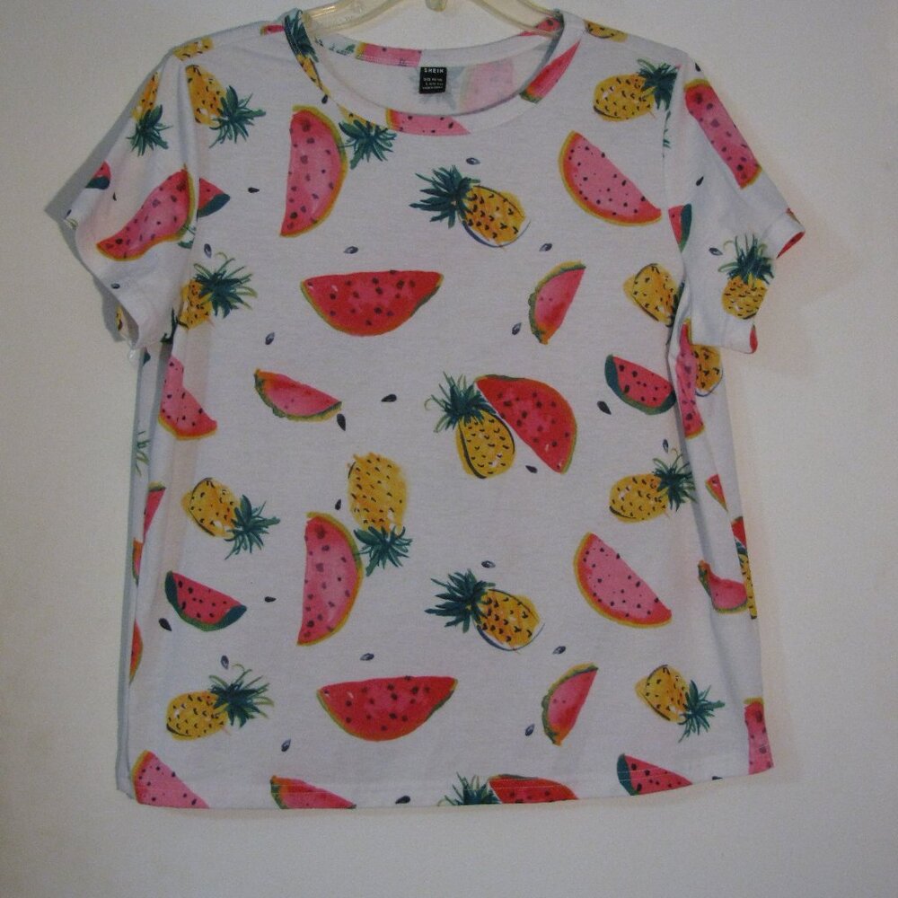 * Shein Fruit Shirt Large Pineapples Watermelon Super Fun Summer Top